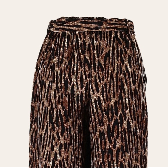 Tahari Tie Waist Wide Leg Crop Palazzo Leopard Print Pants Size XS NWT - Picture 4 of 10